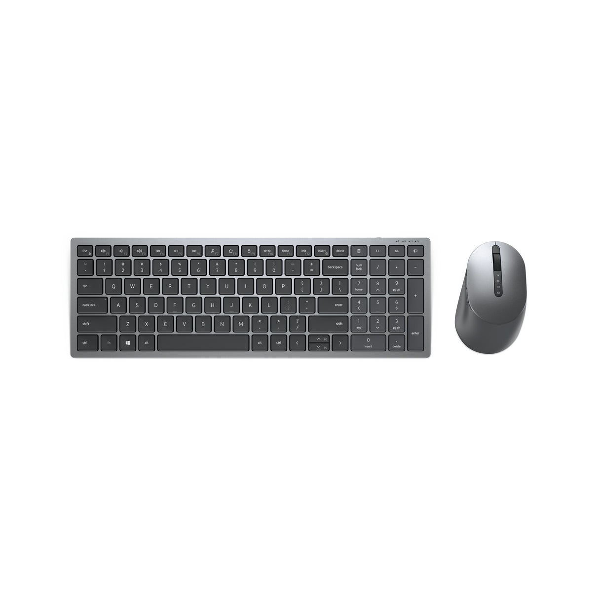 DELL KM7120W tastatur Mus inkluderet Kontor RF trådløs + Bluetooth QWERTY Russisk Grå, Titanium