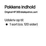 HP 305 Sort 120 sider Blæk 3YM61AE
