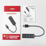 Axagon HUE-M1A interface hub USB 3.2 Gen 1 (3.1 Gen 1) Type-A 5000 Mbit/s Sort