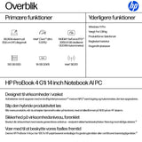 HP ProBook 4 G1i AI PC Intel Core Ultra 5 225U Laptop 35,6 cm (14") WUXGA 16 GB DDR5-SDRAM 512 GB SSD Wi-Fi 7 (802.11be) Windows 11 Pro Sølv