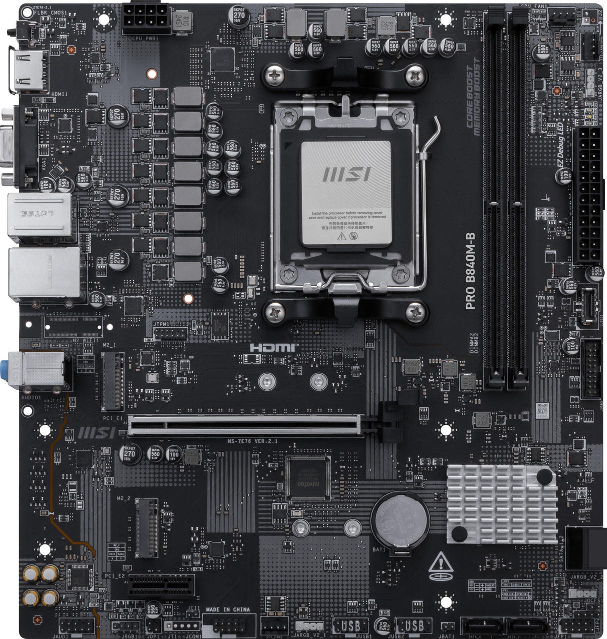 MSI PRO B840M-B bundkort AMD B840 Sokkel AM5 micro ATX