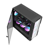 Darkflash DK431 Glas computerkasse (sort) + 4 RGB-ventilatorer