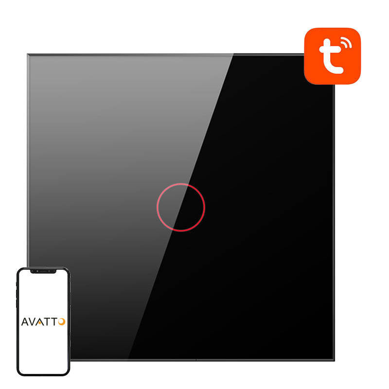 Smart Light Switch WiFi Avatto TS02-EU-B1 1 Way TUYA (sort)
