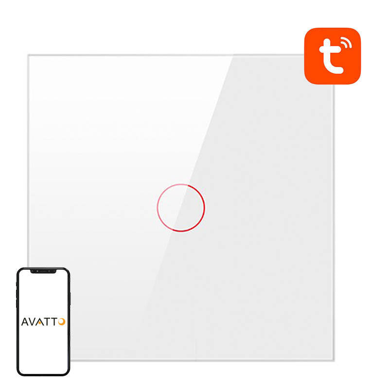 Smart Light Switch ZigBee Avatto LZTS02-EU-W1 1 Way No Neutral TUYA (hvid)