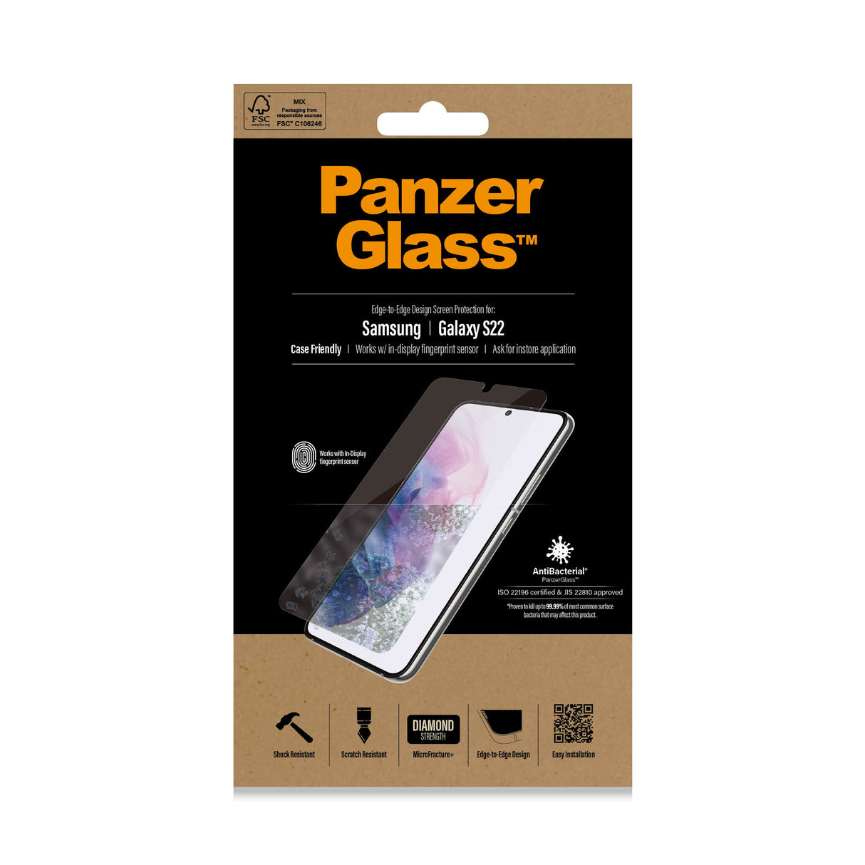 PanzerGlass ® UltraForce1 Samsung Galaxy S22 5G | Skærmbeskyttelse