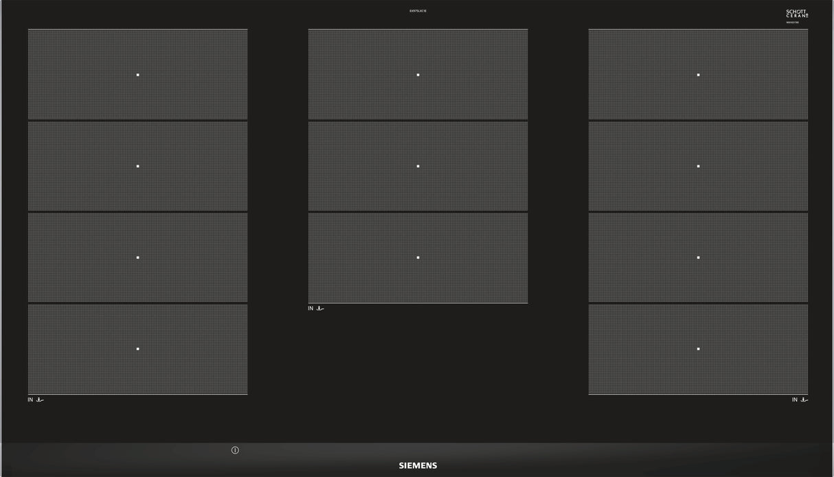Siemens EX975LXC1E kogeplade Sort, Rustfrit stål Indbygget Zone induktionskogeplade 5 zone(s)