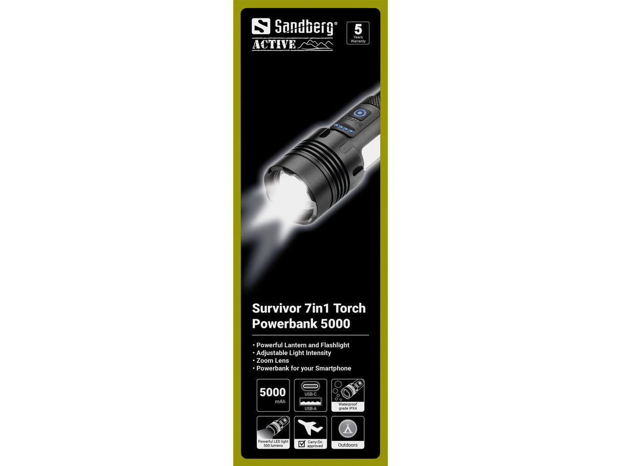 Sandberg Survivor 7in1 Torch Powerbank 5000