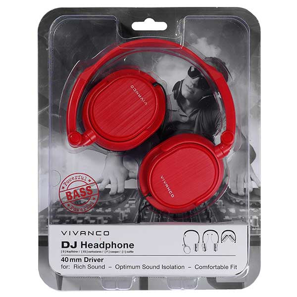 Vivanco DJ 20 Hovedtelefoner Ledningsført Headset Rød