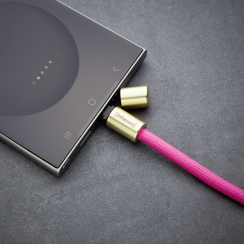 Intenso Handykette als Lade- + Datenkabel USB-C bis 1,65m neon pink USB-kabel USB C Lyserød