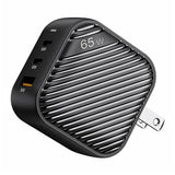 INVZI GanHub 2x USB-C + USB vægoplader, 65W, EU/UK/AU/US (sort)