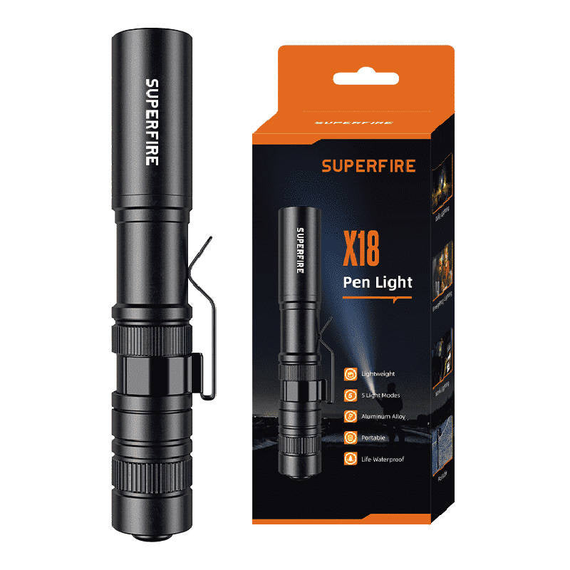 Superfire X18 lommelygte, 55 lm, 5 W, 5 måder, 38 m