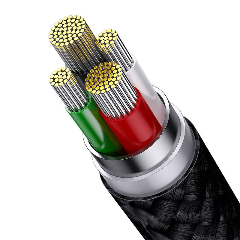 Hurtig opladning USB til M+L+C Baseus StarSpeed 3,5A 0,6m (Sort)