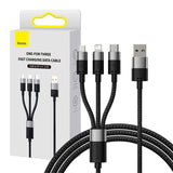 Hurtig opladning USB til M+L+C Baseus StarSpeed 3,5A 0,6m (Sort)
