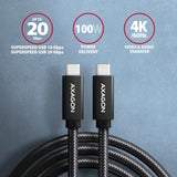 Axagon BUCM32-CM10AB USB-kabel USB 3.2 Gen 2x2 1 m USB C 20 Gbit/sek. 100 W Sort