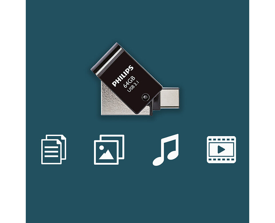 Philips FM64DC152B/00 USB-nøgle 64 GB USB Type-A 3.2 Gen 1 (3.1 Gen 1) Sort, Sølv