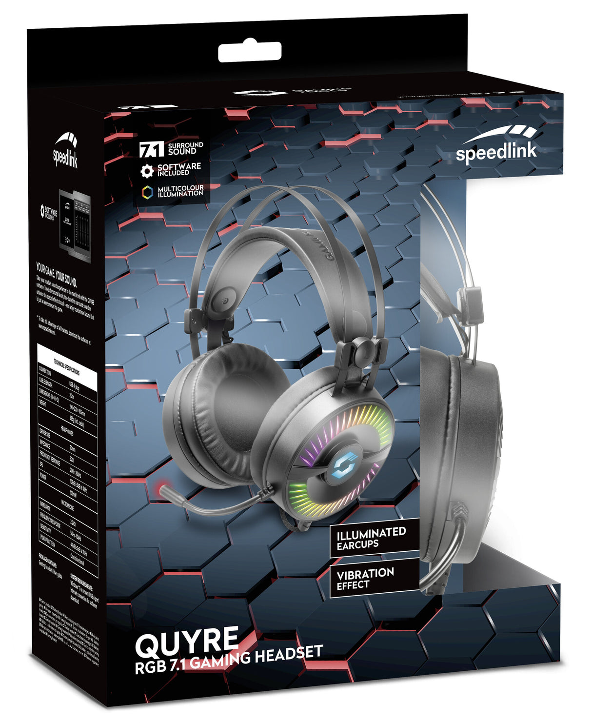 SPEEDLINK QUYRE RGB 7.1 Headset Ledningsført Spil USB Type-A Sort