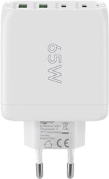 Goobay 4-ports USB GaN Oplader 65W PD Hvid