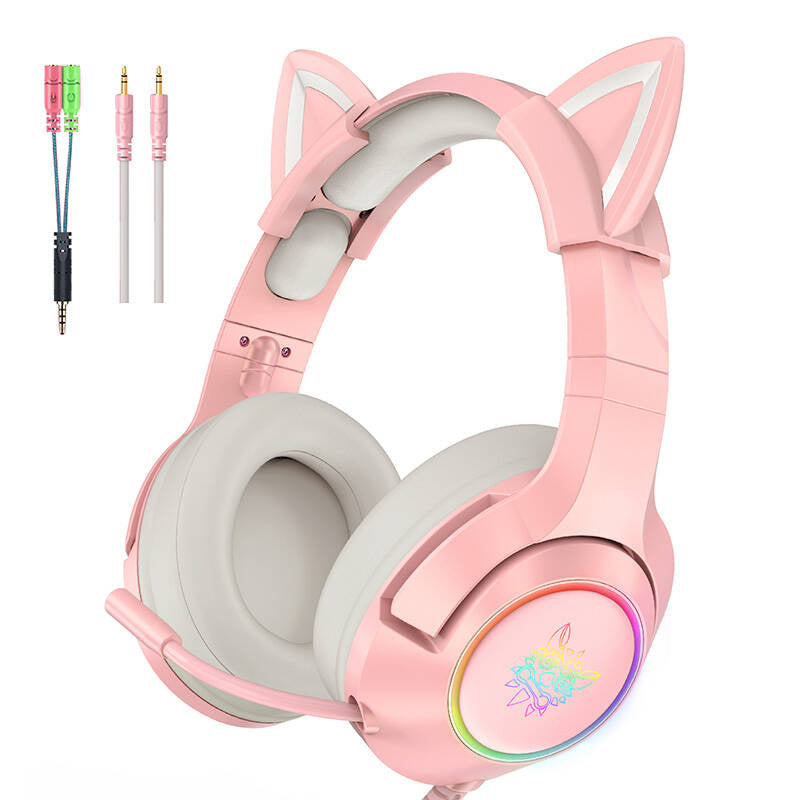 ONIKUMA K9 Pink RGB Gaming Headphones