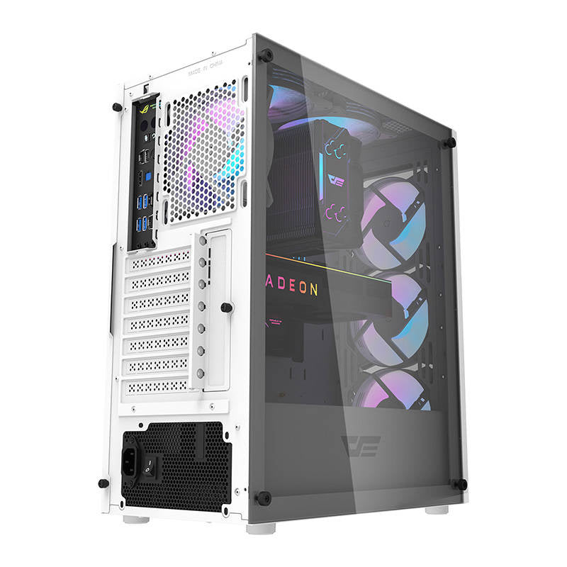 Darkflash DK352 Plus computerkasse (sort og hvid) + 4 ARGB-ventilatorer