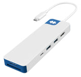 HYPER HD4102BUGL interface hub USB 3.2 Gen 1 (3.1 Gen 1) Type-C 5000 Mbit/s Blå, Hvid