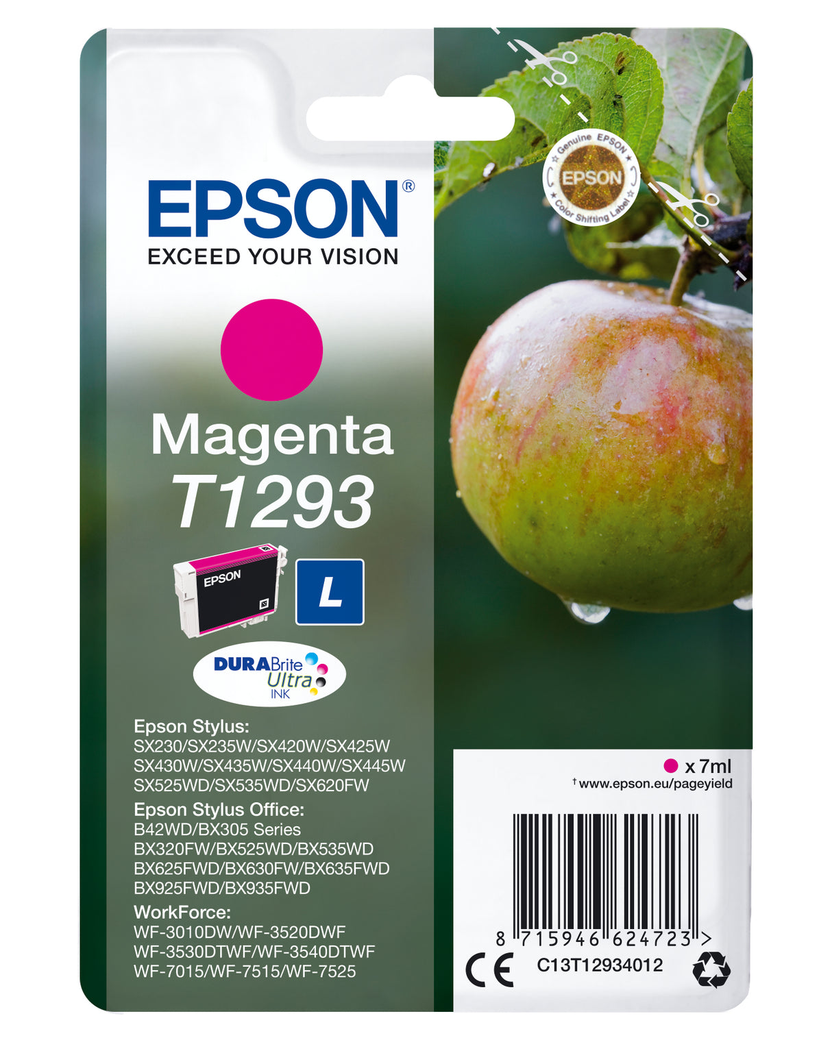 Epson Apple T1293 æble DURABrite Ultra enkeltpakke magenta blæk