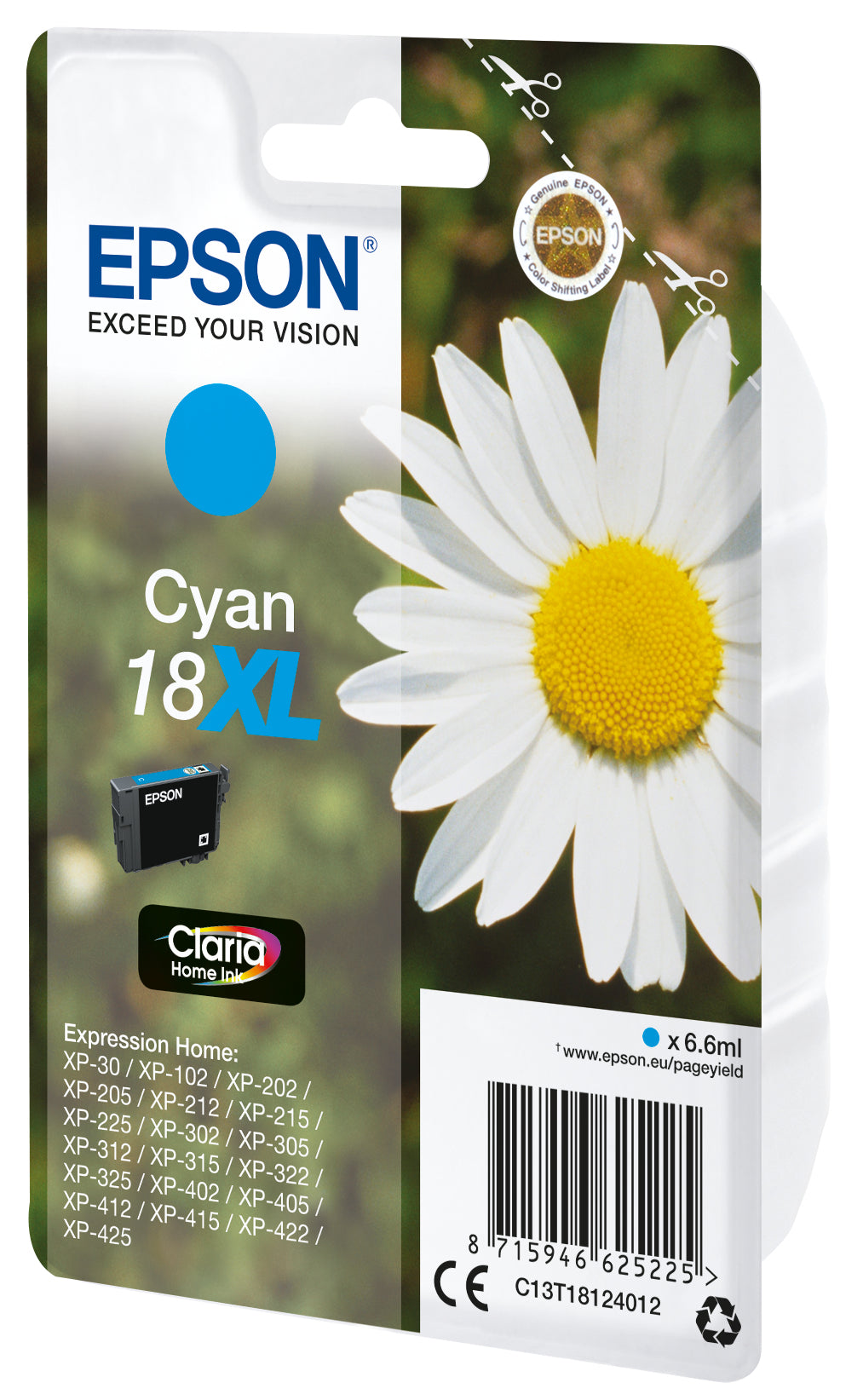 Epson 18XL Cyan 450 sider Blæk C13T18124012
