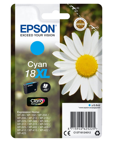 Epson 18XL Cyan 450 sider Blæk C13T18124012
