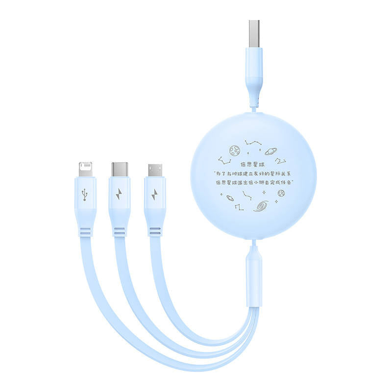 Opladningskabel 3w1 Baseus USB til USB-C, USB-M, Lightning 3,5A, 1,1m (blå)