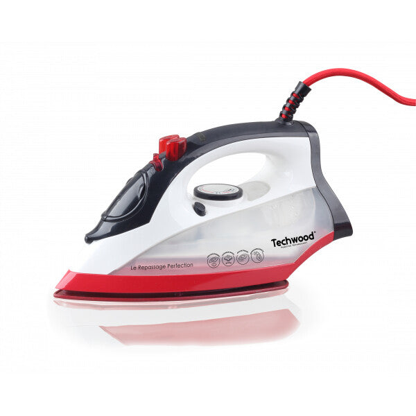 Techwood TFV-2405C strygejern Dampstrygejern Keramisk strygesål 2400 W Sort, Rød, Hvid