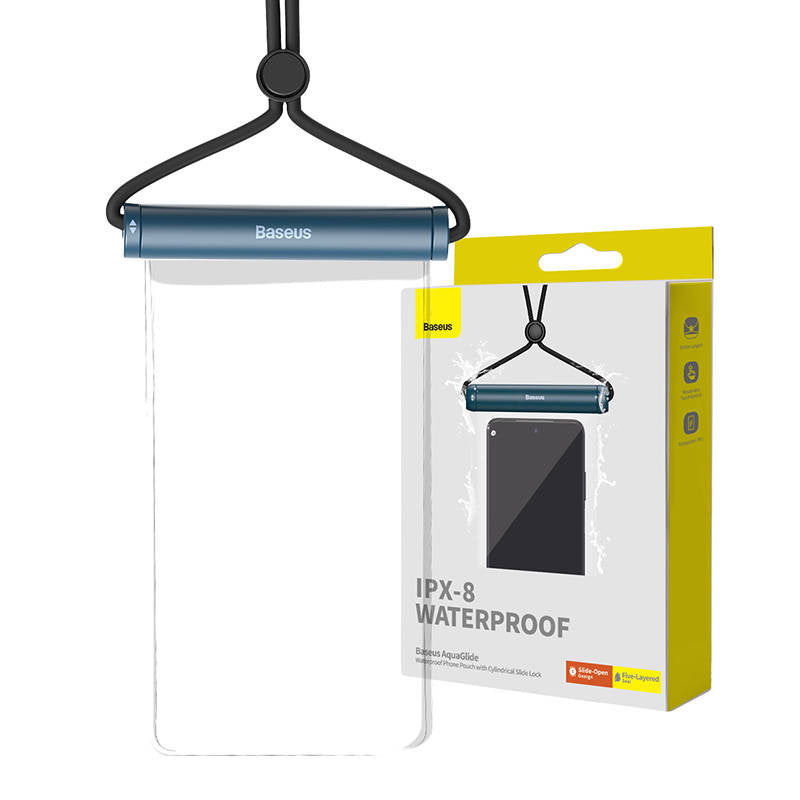 Vandtæt telefonfoder Baseus AquaGlide med cylindrisk slide lås (blå)