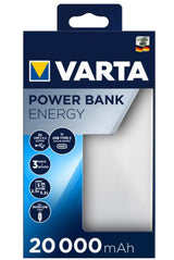 Varta Energy Powerbank 20000mAh 15Watt 2xUSB-A 1xUSB-C Hvid