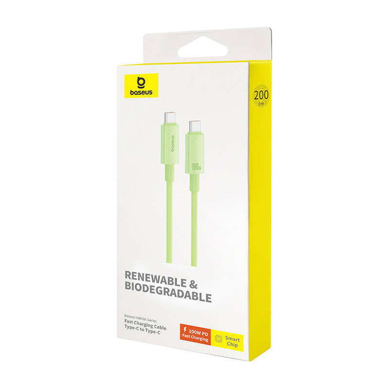 Hurtig opladning kabel Baseus USB-C til USB-C Habitat Series 2m 100W (grøn)