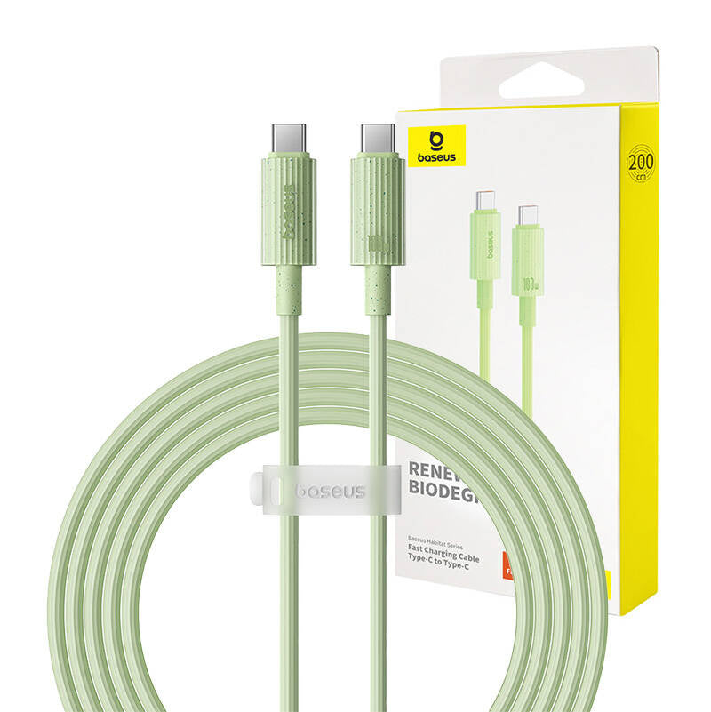 Hurtig opladning kabel Baseus USB-C til USB-C Habitat Series 2m 100W (grøn)