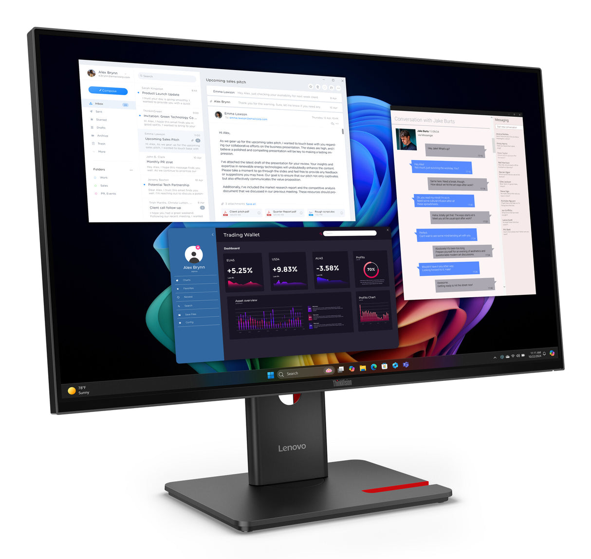 Lenovo ThinkVision T27UD-40 computerskærm 68,6 cm (27") 3840 x 2160 pixel 4K Ultra HD LCD Sort
