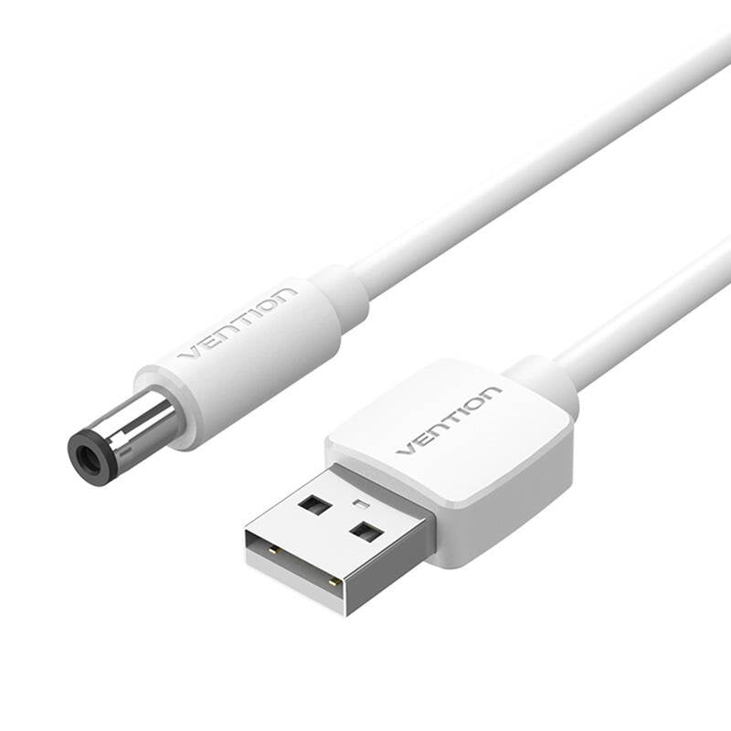Power Cable USB 2.0 til DC 5,5 mm Barrel Jack 5V Vention CEYWG 1,5 m (hvid)