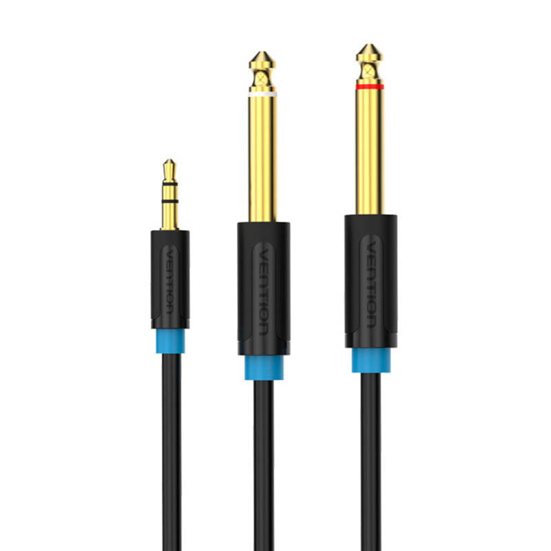 Audio Kabel TRS 3,5 mm til 2x 6,35 mm Vention BACBJ 5 m sort