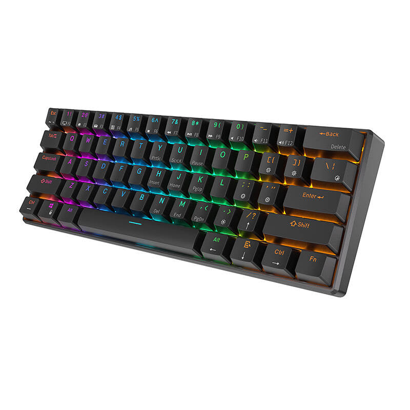 Mekanisk tastatur Royal Kludge RK61 RGB, rød stik (sort)