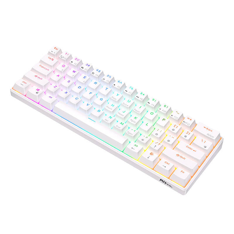 Mekanisk tastatur Royal Kludge RK61 RGB, brun stik (hvid)