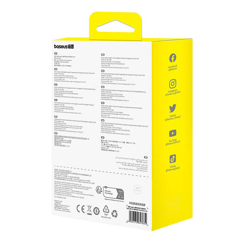 Magnetisk biltelefonholder Baseus MagPro 15W (sort)