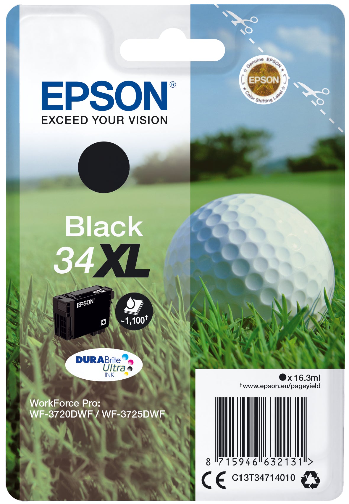 Epson Golf ball 34XL golfbold DURABrite Ultra enkeltpakke sort blæk