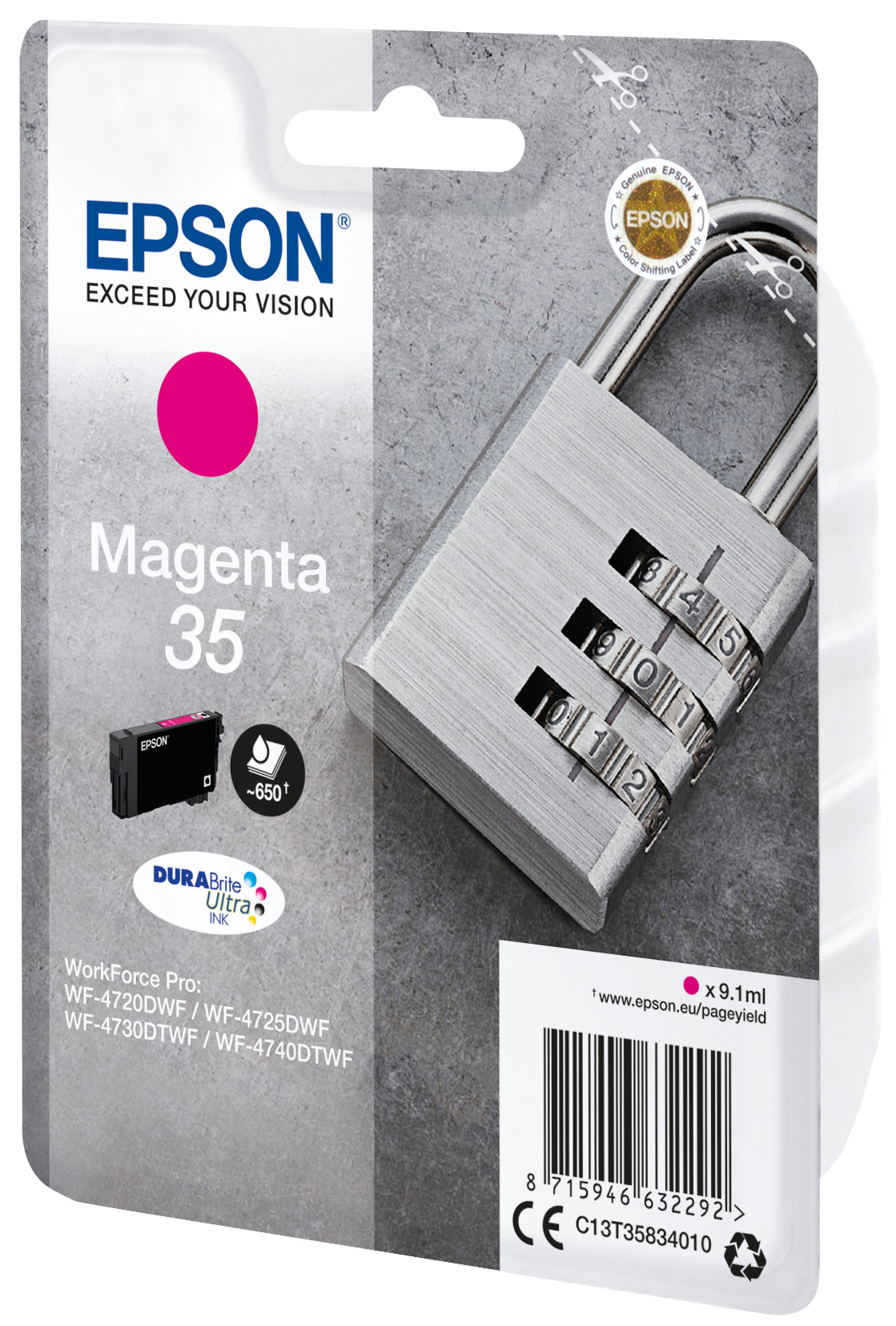 Epson Padlock 35 hængelås DURABrite Ultra enkeltpakke magenta blæk