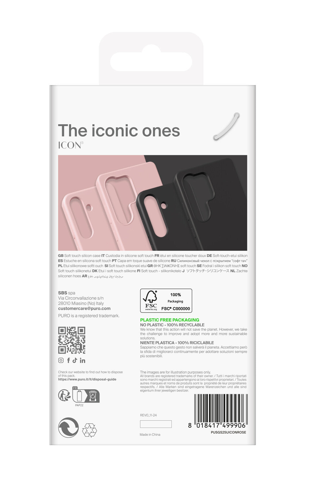 PURO ICON mobiltelefon etui 17,5 cm (6.9") Cover Lyserød
