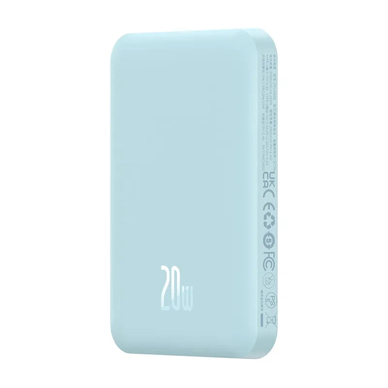 Magnetisk Mini Powerbank Baseus 5000mAh, USB-C 20W (blå)
