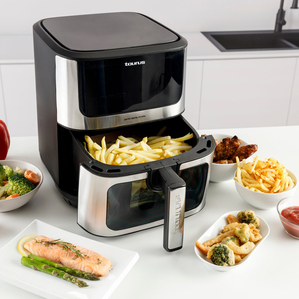 Taurus AIR FRY DIGITAL 7S VIEW Enkelt 6,5 L Enkeltstående 1600 W Varmluftsteger Sølv, Sort