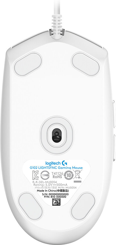 Logitech Gaming Mouse G102 LIGHTSYNC Optisk Kablet Hvid