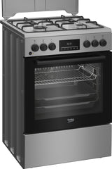 Beko FBM62320SDS Fritstående komfur Elektrisk Gaskomfur Sort, Sølv