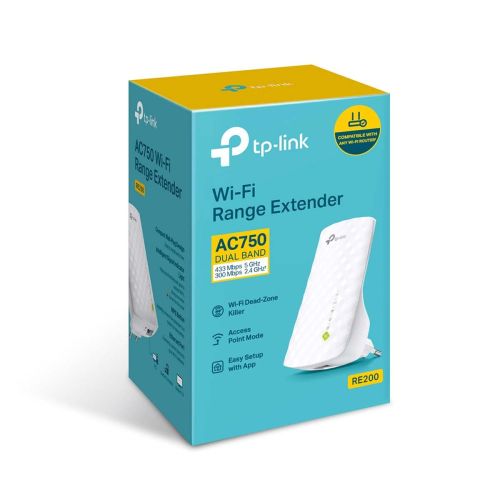 TP-Link Range Extender Wi-Fi Wall Plug RE200 AC750, 750Mb/s, hvid EU
