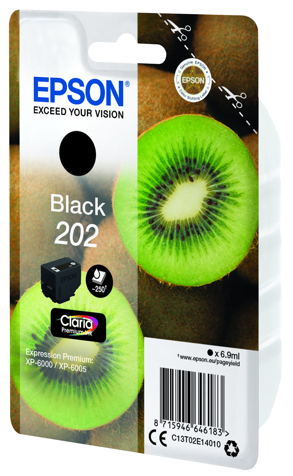 Epson 202 Sort 250 sider Blæk C13T02E14010