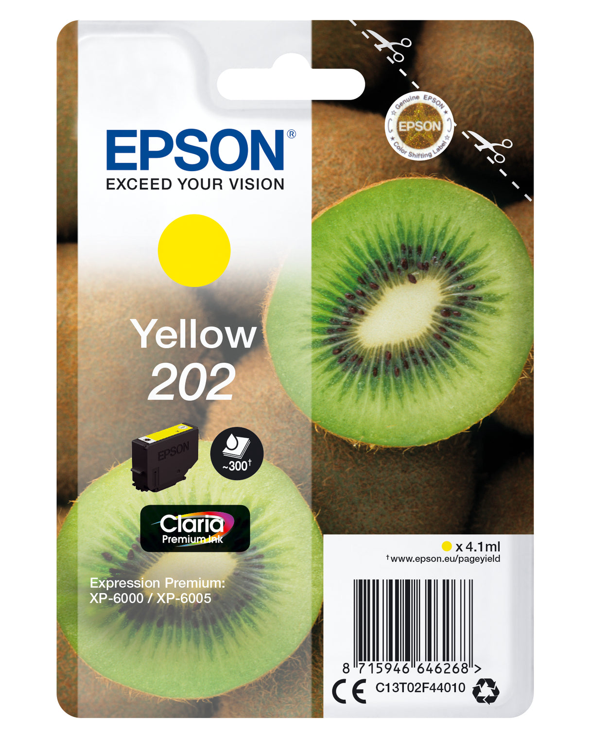 Epson Kiwi 202 blækpatron 1 stk Original Standard udbytte Gul