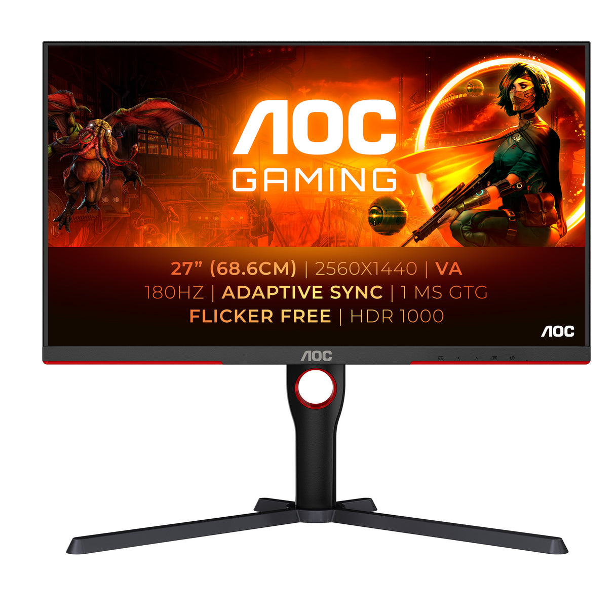 AOC G3 Q27G3XMN/BK computerskærm 68,6 cm (27") 2560 x 1440 pixel 2K Ultra HD LED Sort
